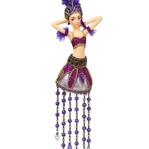 December Diamonds Showgirl Ornament Beaded Ball Gown Purple Glam Rare